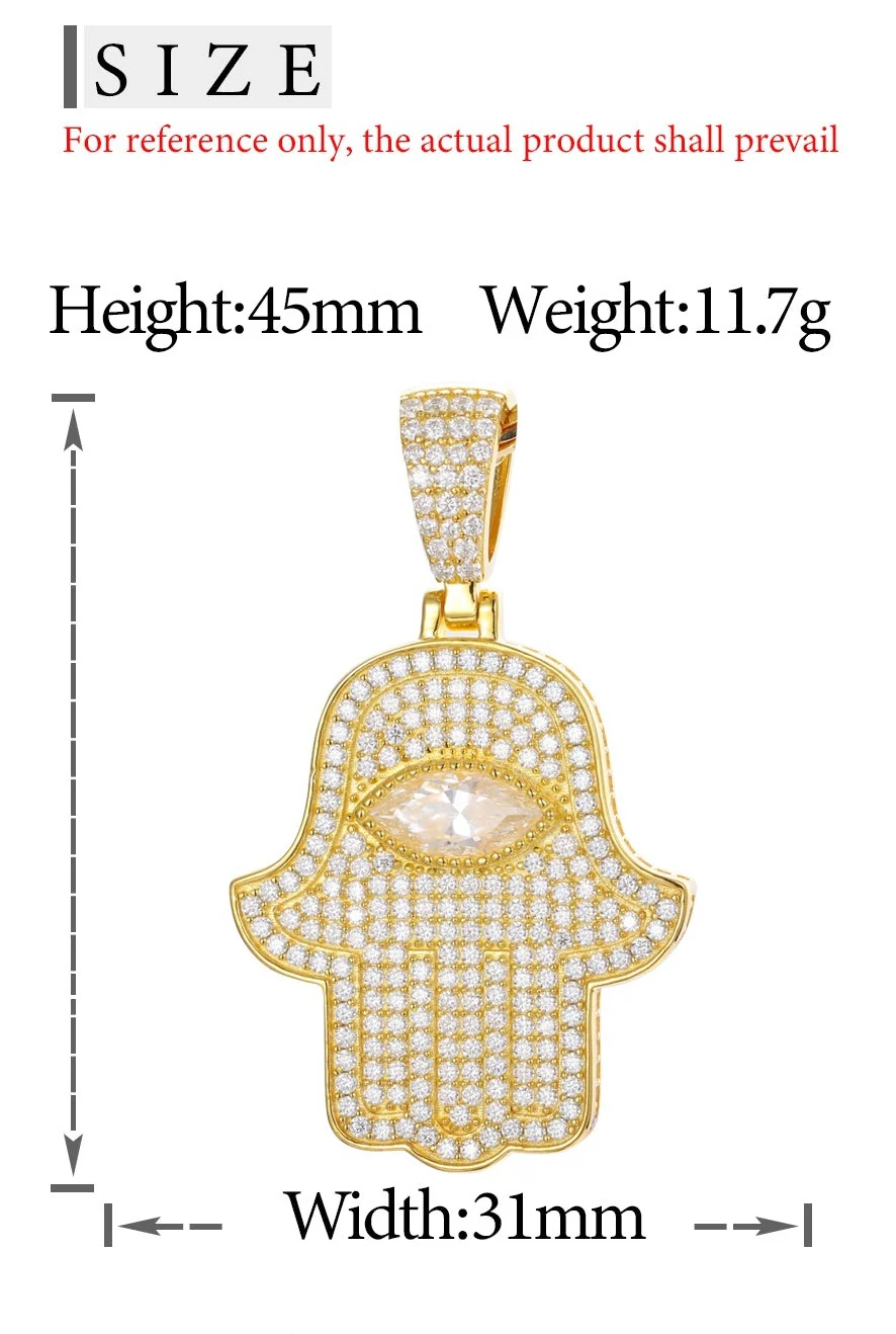 MOISSANITE HAMSA HAND PENDANT IN STERLING SILVER {STYLE 2} - Image 8