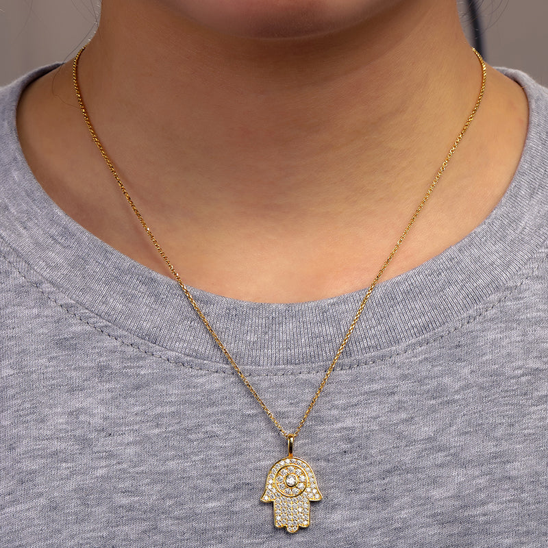 MOISSANITE HAMSA HAND PENDANT IN STERLING SILVER {STYLE 3} - Image 2