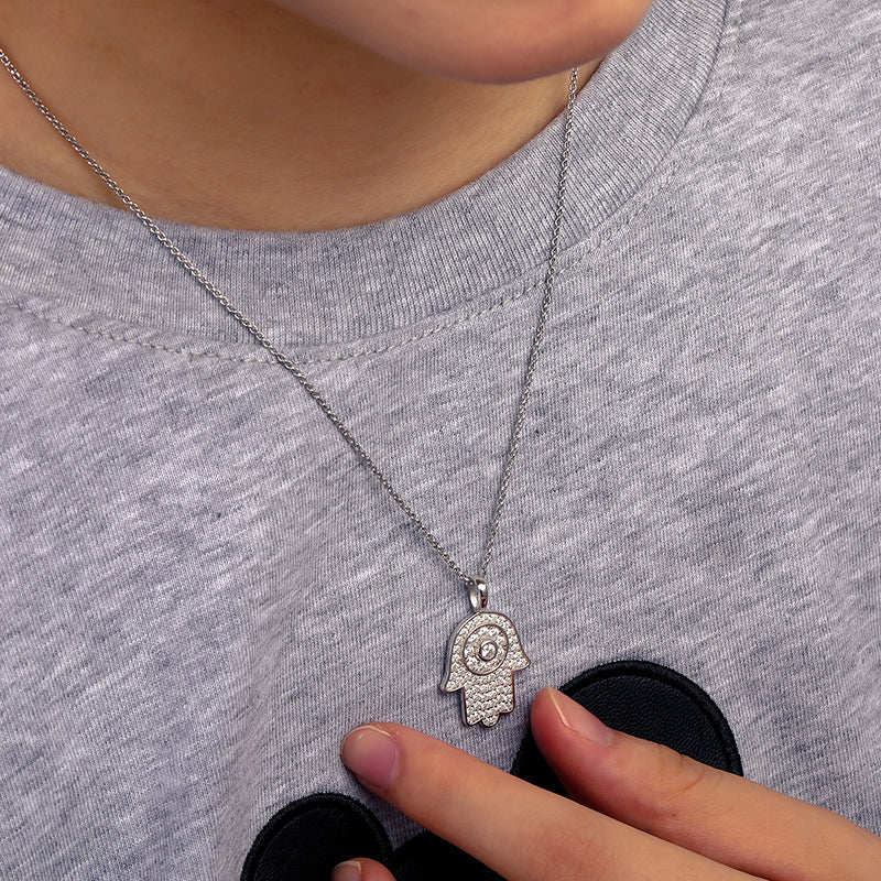 MOISSANITE HAMSA HAND PENDANT IN STERLING SILVER {STYLE 3} - Image 3