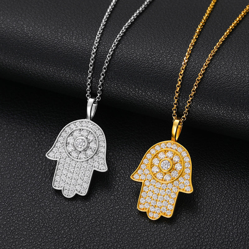 MOISSANITE HAMSA HAND PENDANT IN STERLING SILVER {STYLE 3} - Image 5
