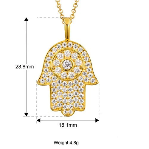 MOISSANITE HAMSA HAND PENDANT IN STERLING SILVER {STYLE 3} - Image 7