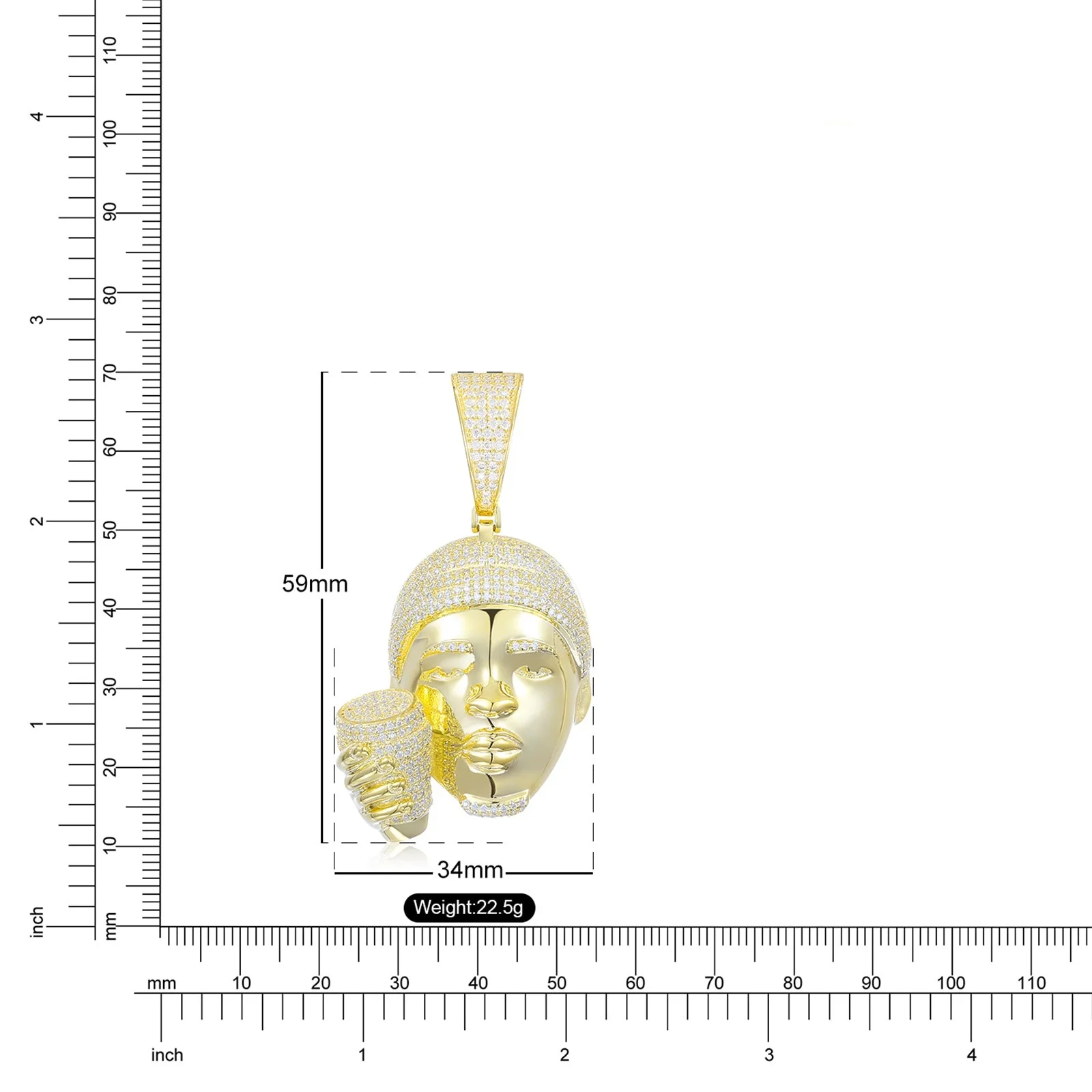 MOISSANITE HEAD WITH CUP PENDANT NECKLACE IN STERLING SILVER - Image 6