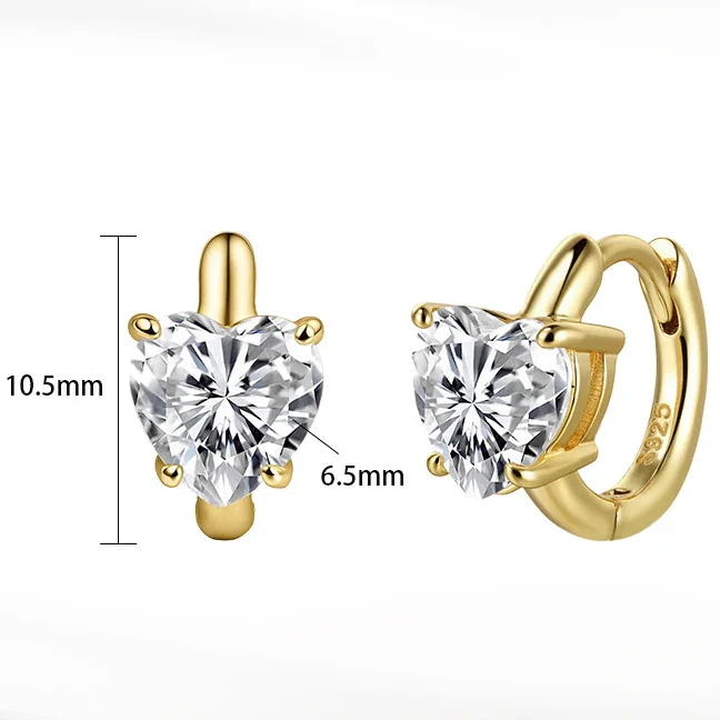 MOISSANITE HEART CUT HOOP EARRINGS IN STERLING SILVER - Image 5