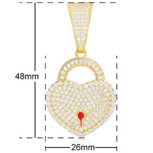 MOISSANITE HEART LOCK PENDANT IN STERLING SILVER - Image 6