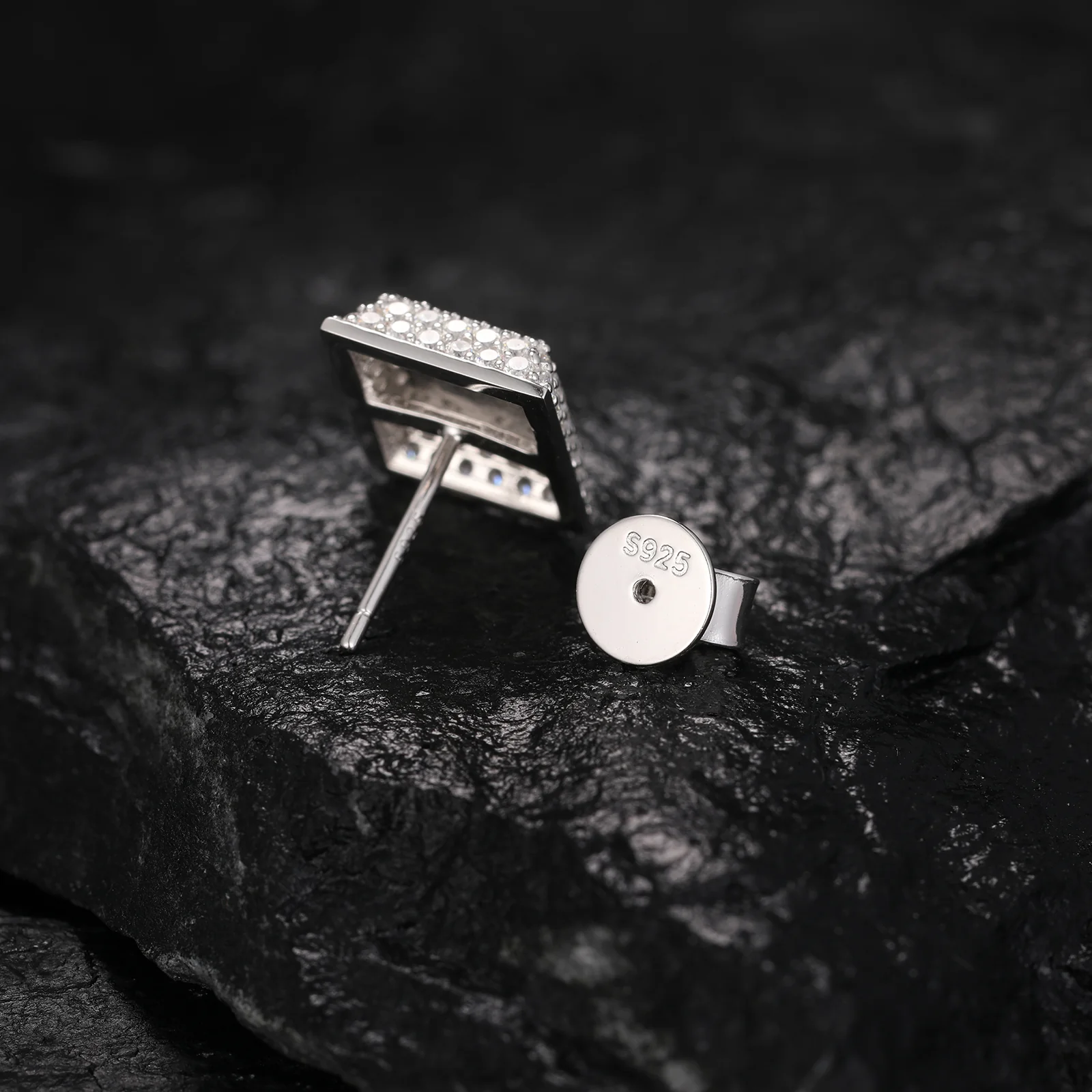 MOISSANITE HEARTS AND CLUBS STUD EARRINGS IN STERLING SILVER - Image 2