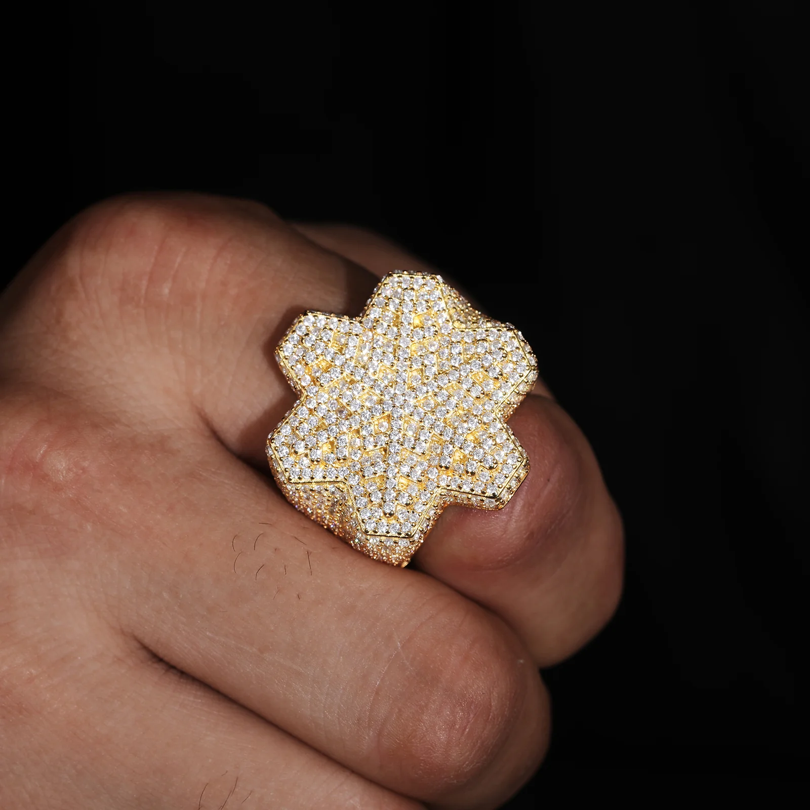 MOISSANITE HEXAGON SNOWFLAKE RING IN STERLING SILVER - Image 4