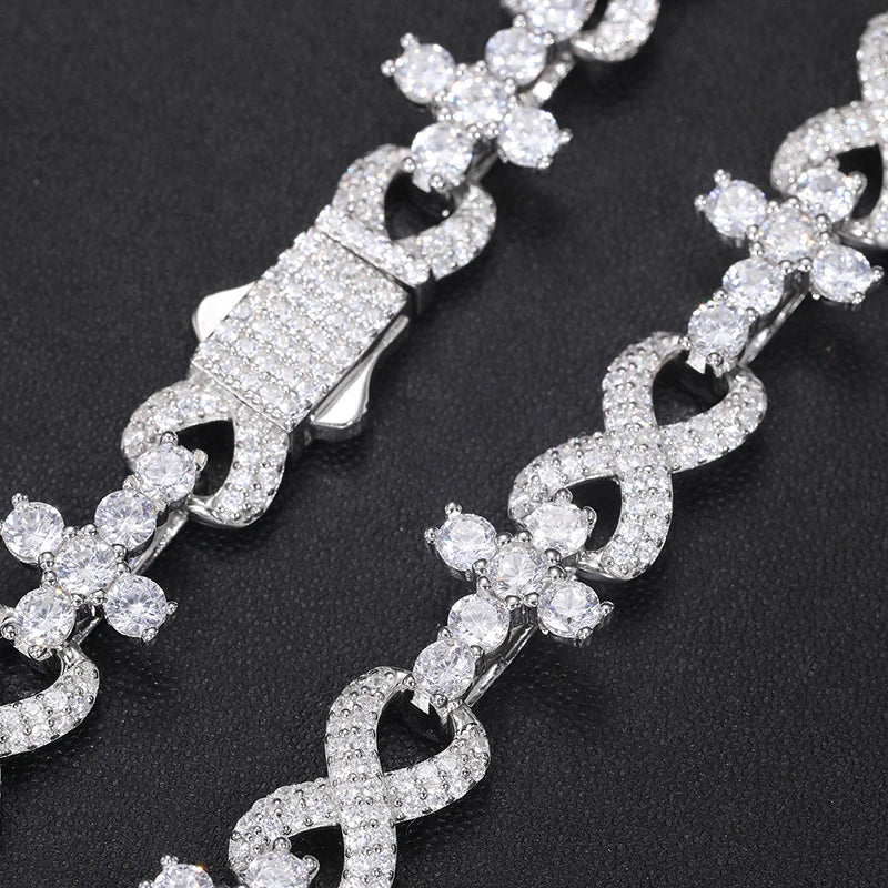 MOISSANITE HIP HOP CROSS INFINITY LINK NECKLACE/BRACELET IN STERLING SILVER - Image 4