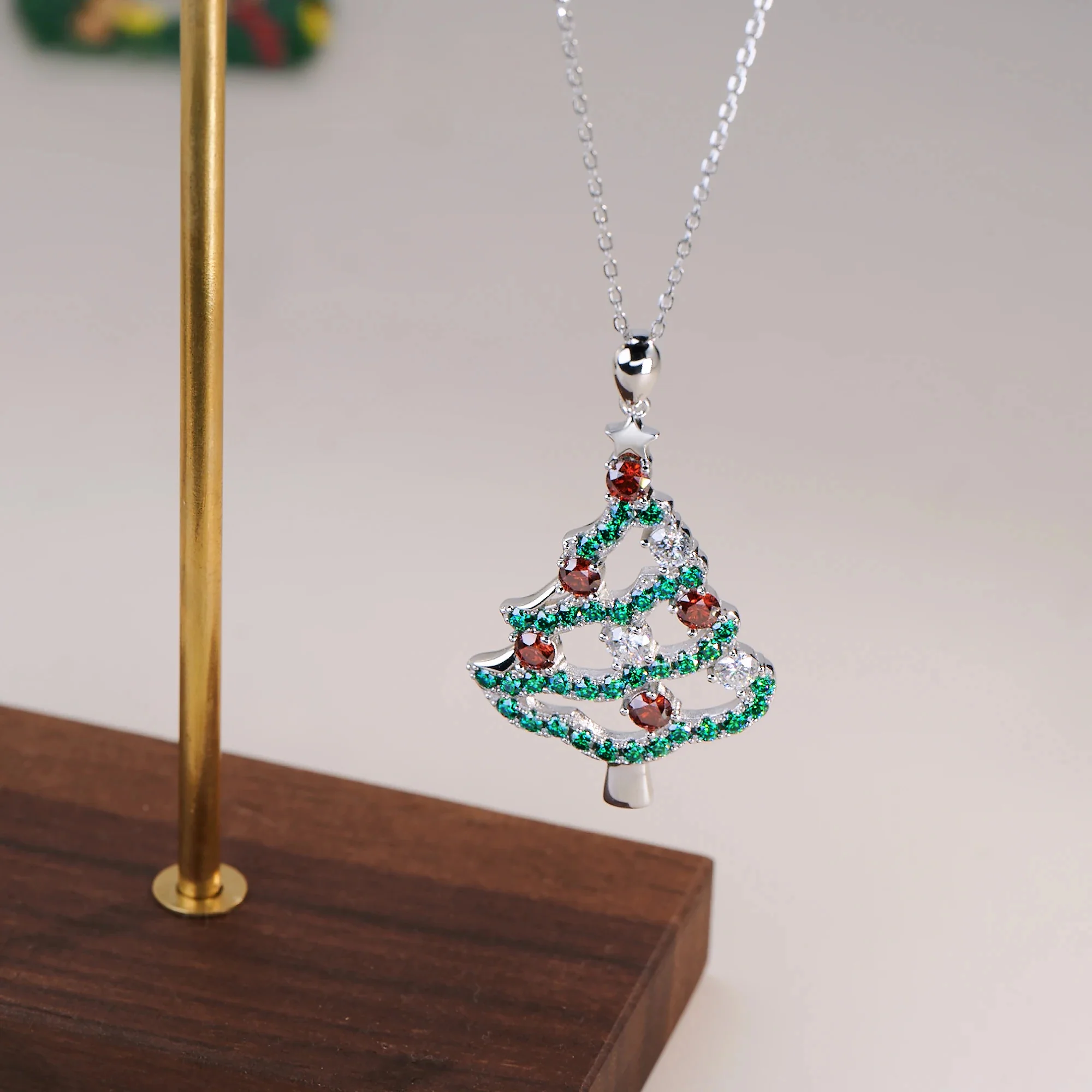 MOISSANITE HOLIDAY MAGIC TREE PENDANT IN STERLING SILVER - Image 3