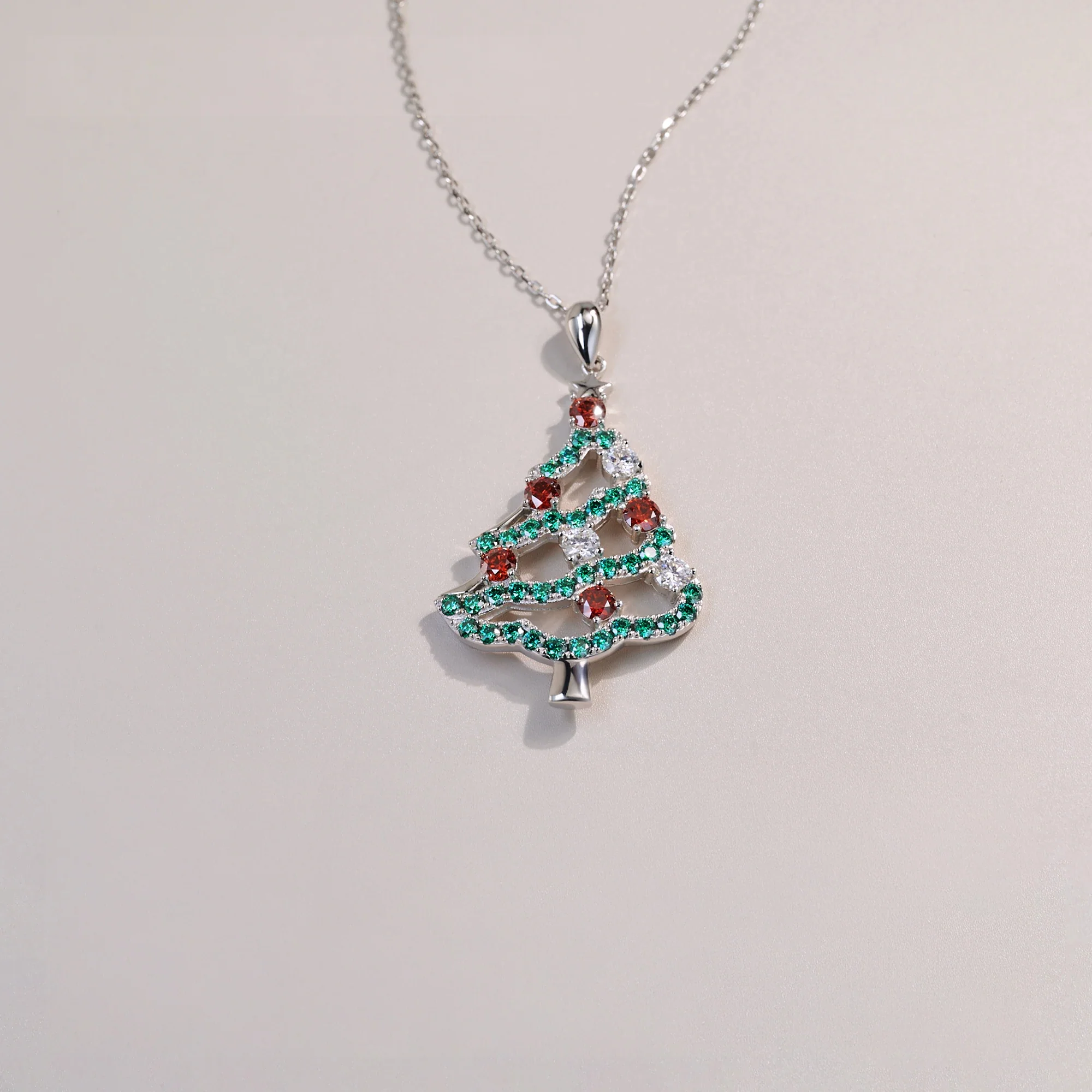 MOISSANITE HOLIDAY MAGIC TREE PENDANT IN STERLING SILVER - Image 4