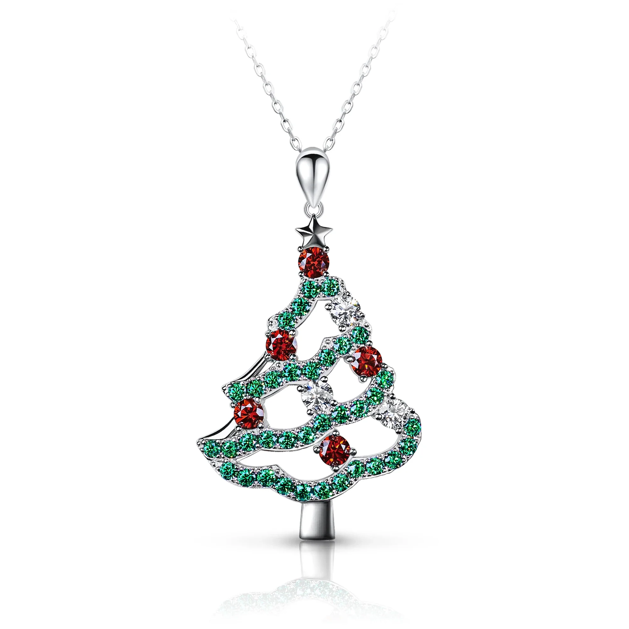 MOISSANITE HOLIDAY MAGIC TREE PENDANT IN STERLING SILVER - Image 5