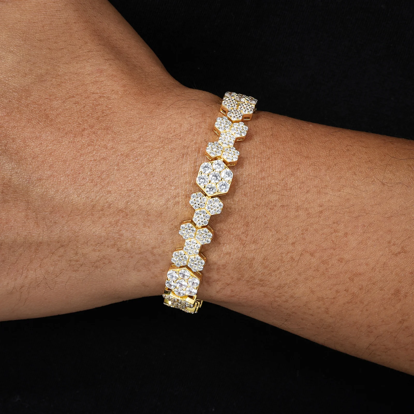 MOISSANITE HONEYCOMB BRACELET IN STERLING SILVER - Image 3
