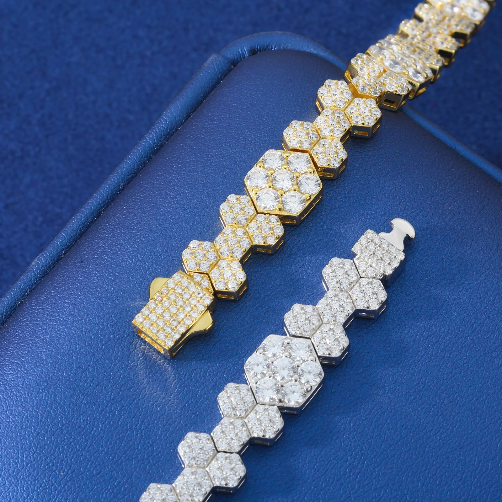 MOISSANITE HONEYCOMB BRACELET IN STERLING SILVER - Image 5