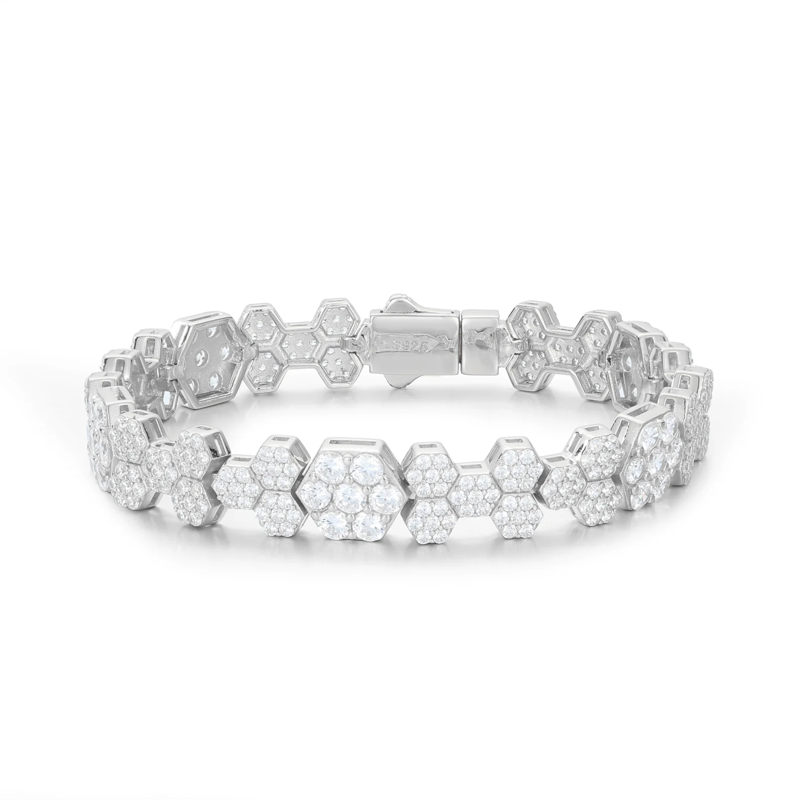 MOISSANITE HONEYCOMB BRACELET IN STERLING SILVER - Image 6
