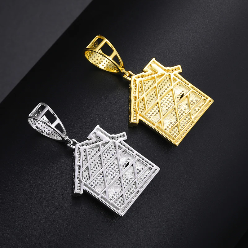 MOISSANITE HUT HOUSE PENDANT IN STERLING SILVER - Image 3