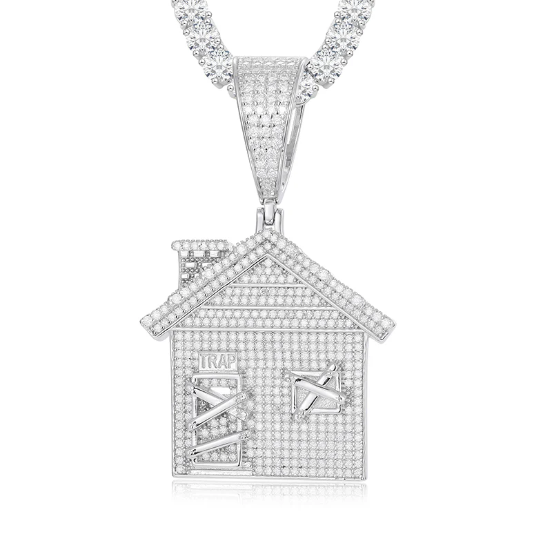MOISSANITE HUT HOUSE PENDANT IN STERLING SILVER - Image 5