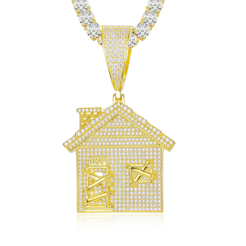 MOISSANITE HUT HOUSE PENDANT IN STERLING SILVER - Image 6