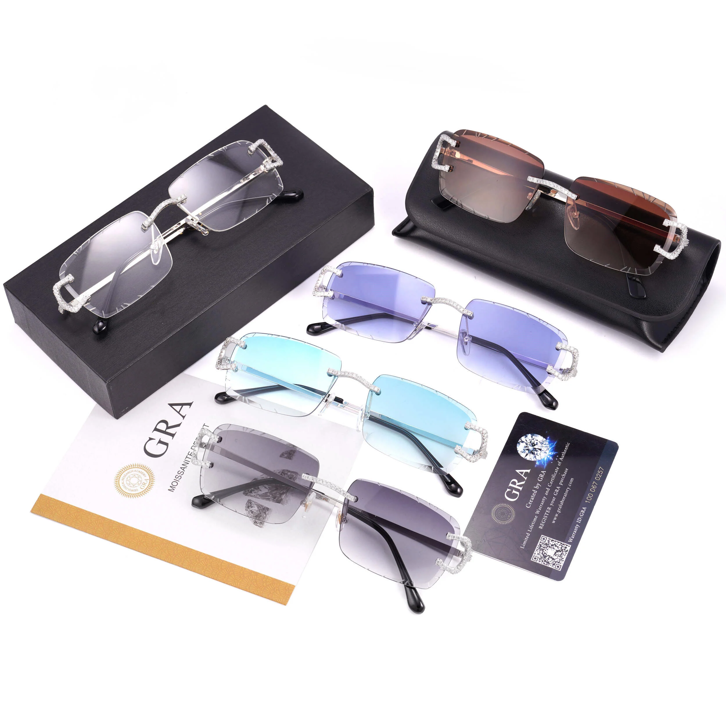 MOISSANITE ICED OUT COLORED LENS SUNGLASSES - Image 3