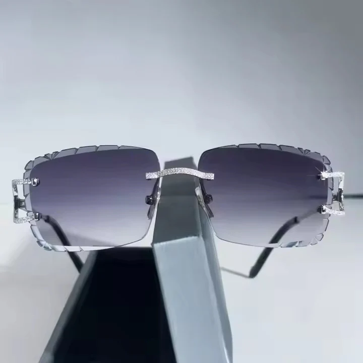 MOISSANITE ICED OUT COLORED LENS SUNGLASSES - Image 7