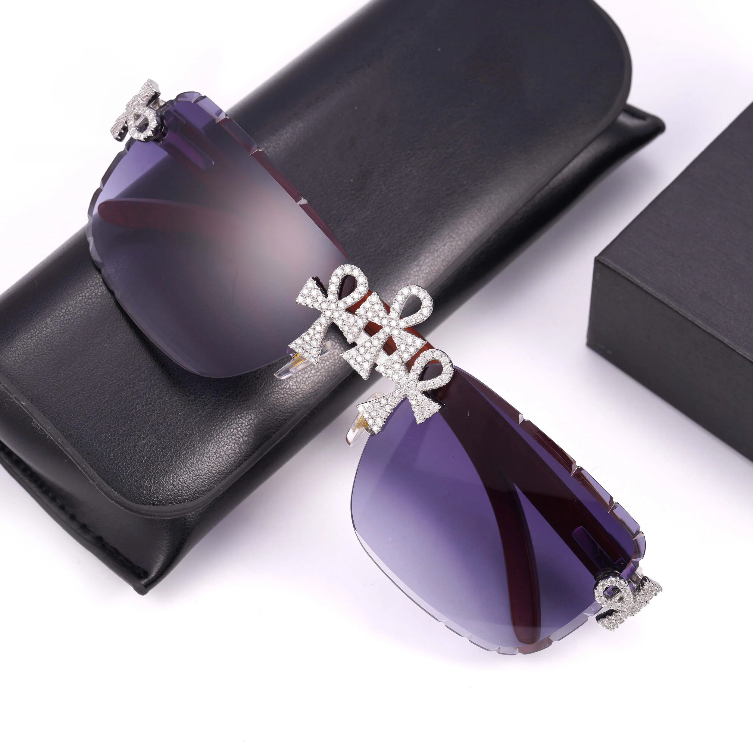 MOISSANITE ICED OUT CROSS SUNGLASSES - Image 3
