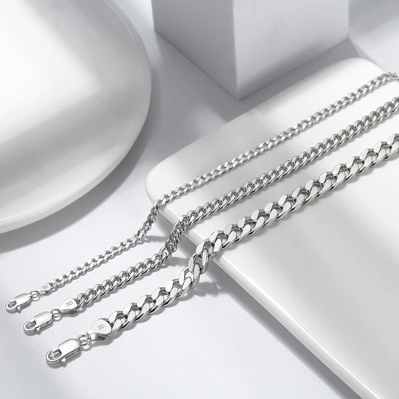 DIAMOND CUT CUBAN LINK CHAIN BRACELET IN STERLING SILVER - Image 4