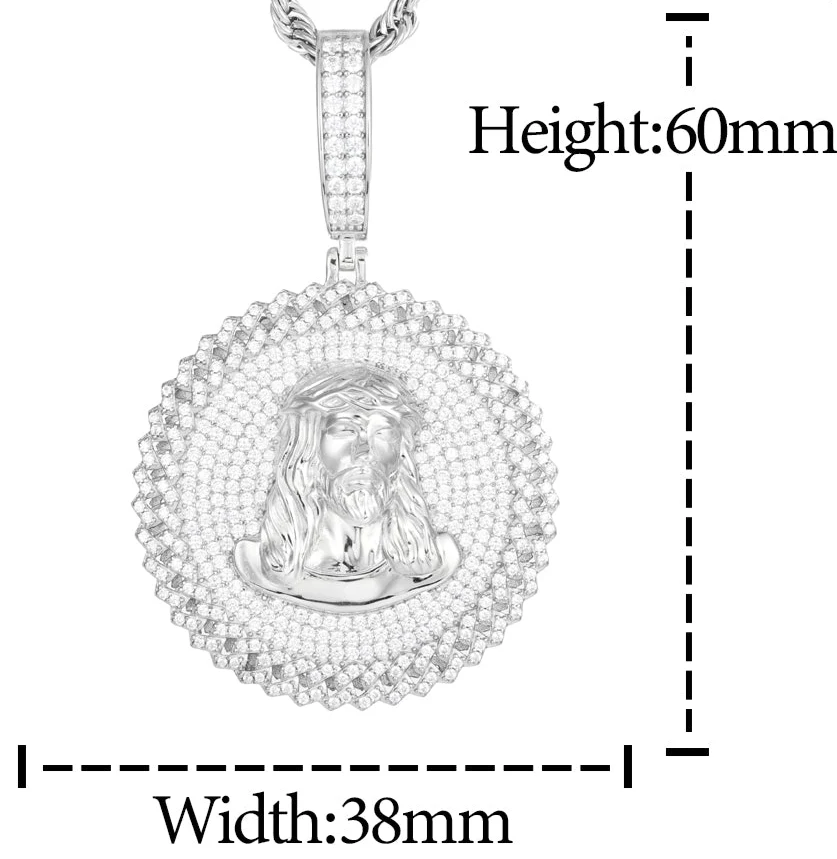 MOISSANITE ICED OUT JESUS HEAD PENDANT IN STERLING SILVER - Image 6