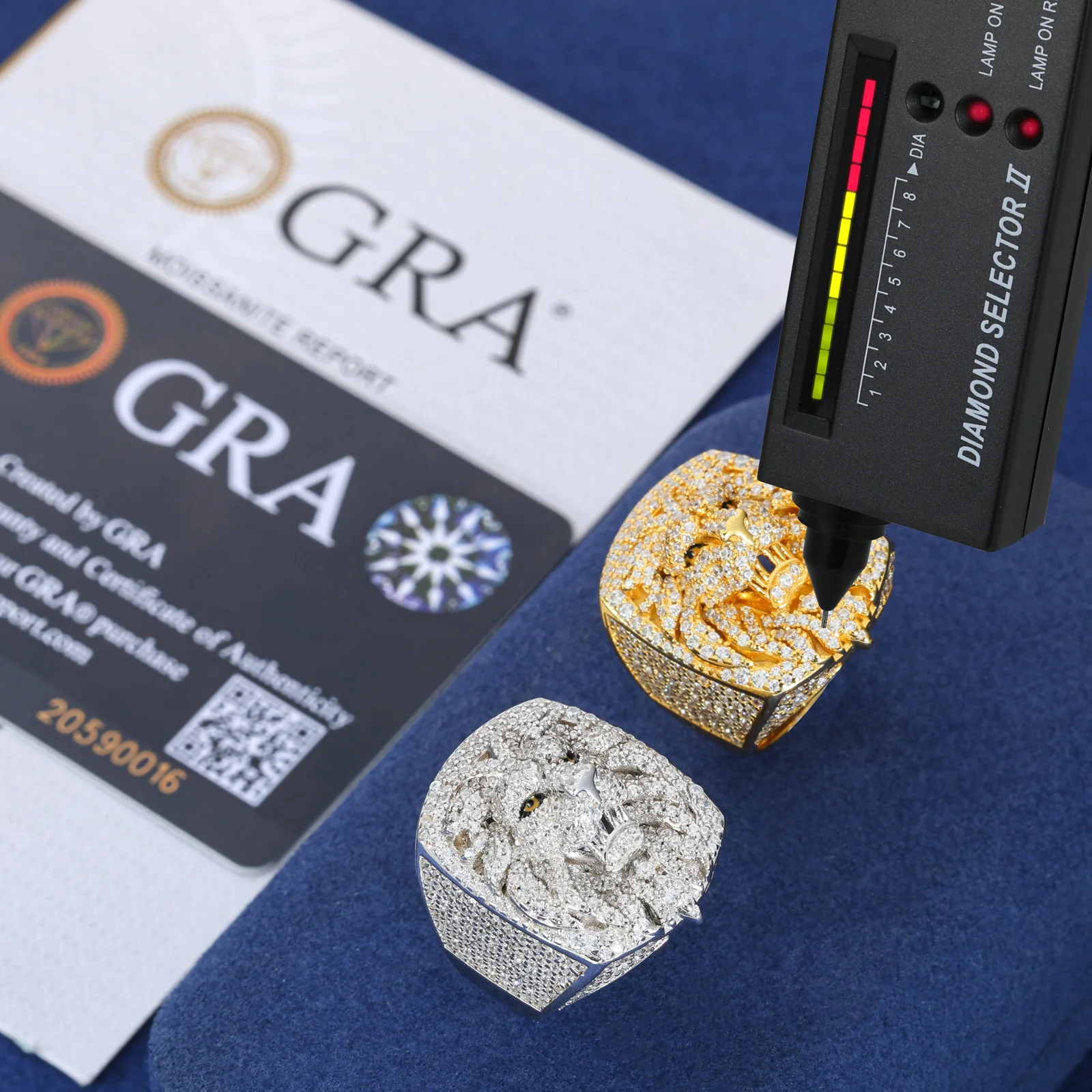 MOISSANITE ICED OUT LION RING IN STERLING SILVER - Image 5