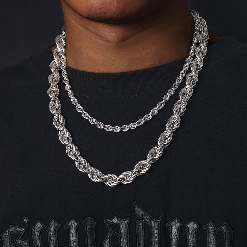 MOISSANITE ICED OUT LOCK ROPE CHAIN NECKLACE/BRACELET IN STERLING SILVER - Image 2
