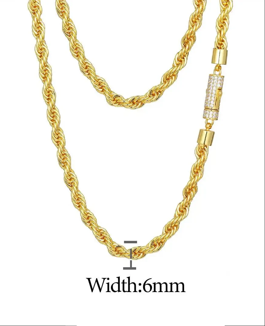 MOISSANITE ICED OUT LOCK ROPE CHAIN NECKLACE/BRACELET IN STERLING SILVER - Image 6