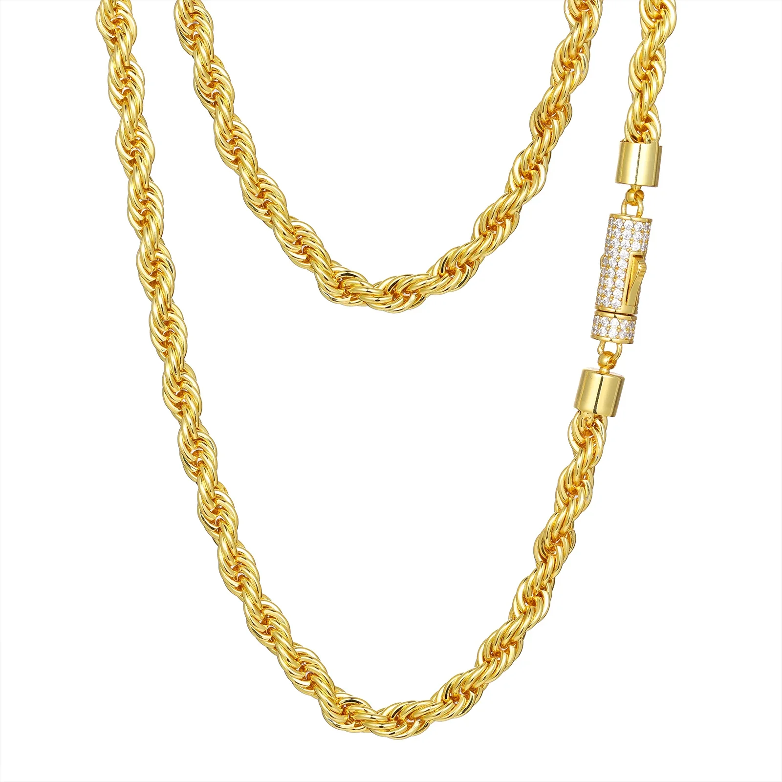 MOISSANITE ICED OUT LOCK ROPE CHAIN NECKLACE/BRACELET IN STERLING SILVER - Image 8