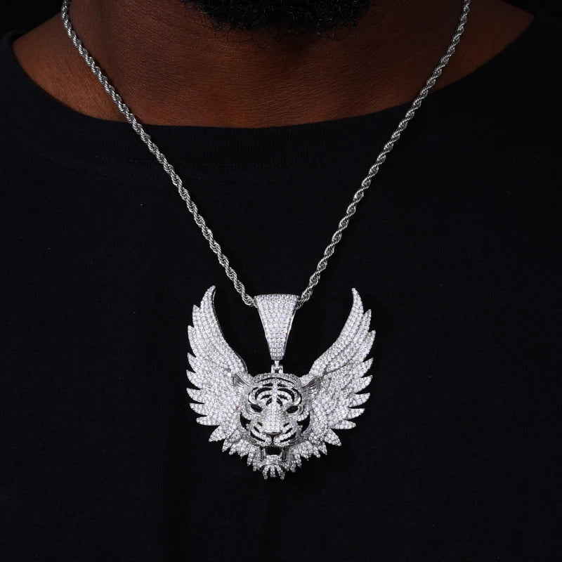 MOISSANITE ICED OUT WINGED TIGER IN STERLING SILVER - Image 2