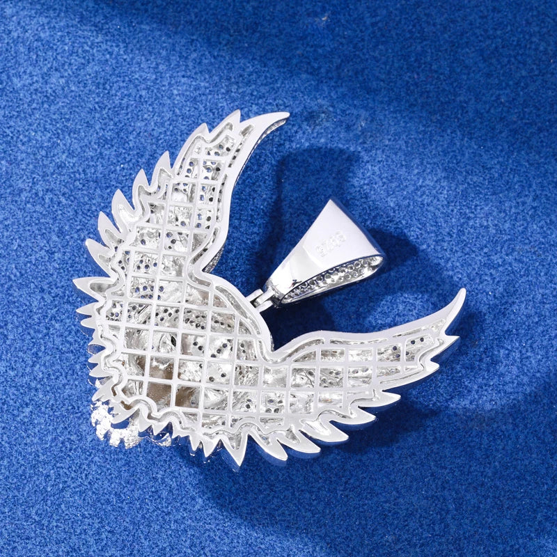 MOISSANITE ICED OUT WINGED TIGER IN STERLING SILVER - Image 4