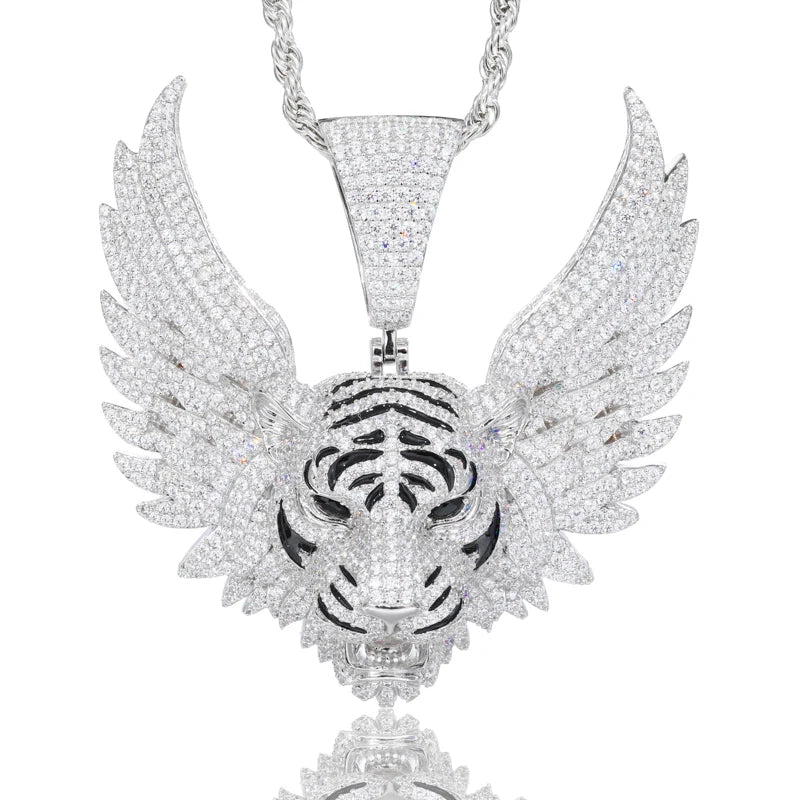 MOISSANITE ICED OUT WINGED TIGER IN STERLING SILVER - Image 6