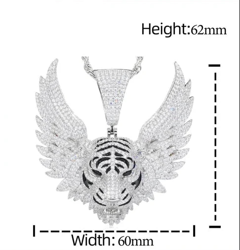 MOISSANITE ICED OUT WINGED TIGER IN STERLING SILVER - Image 8