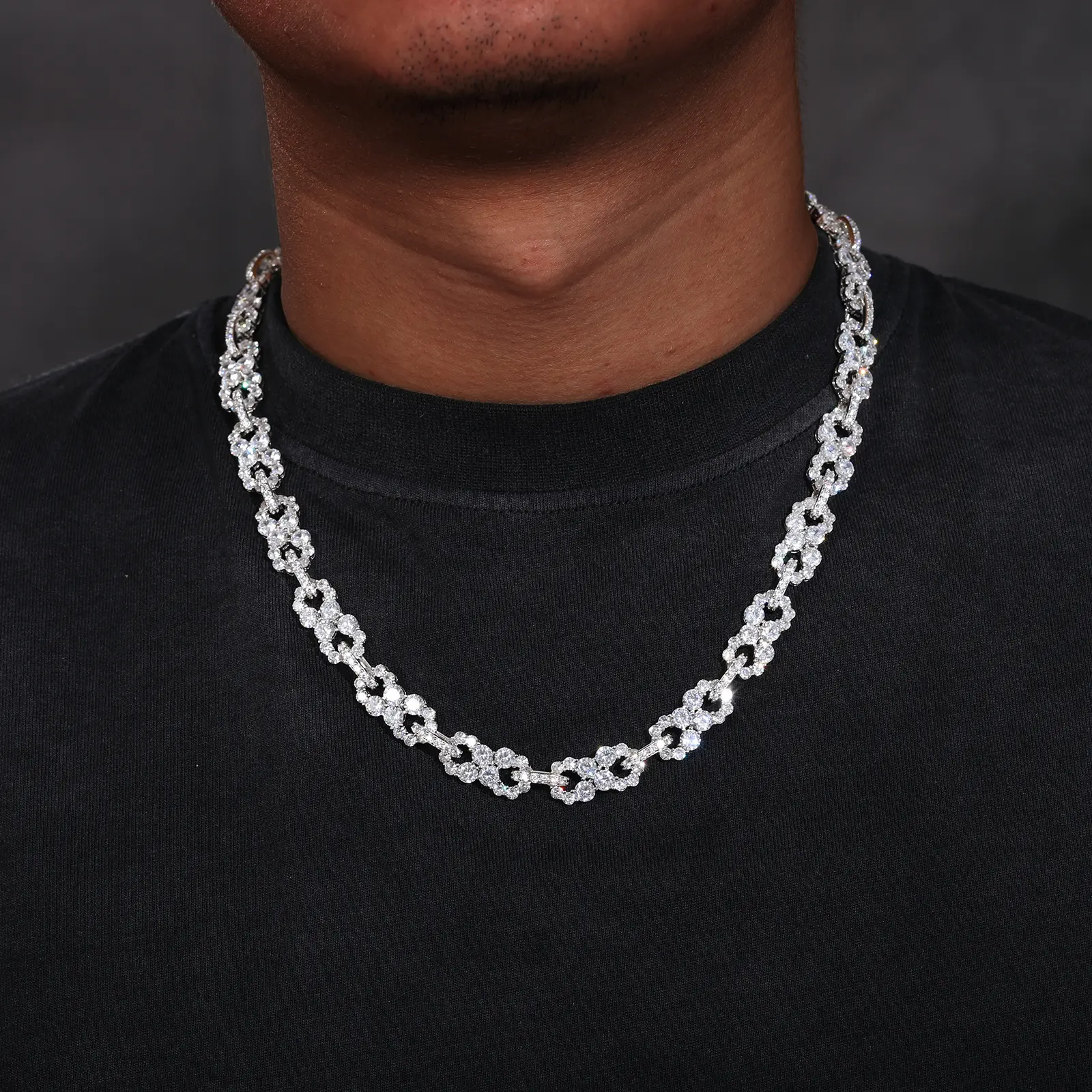 MOISSANITE INFINITY CUBAN LINK CHAIN NECKLACE IN STERLING SILVER - Image 3
