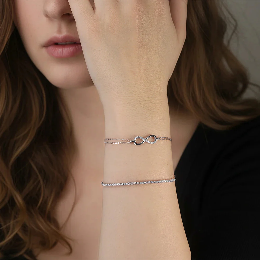 MOISSANITE INFINITY DAINTY BRACELET IN STERLING SILVER - Image 3