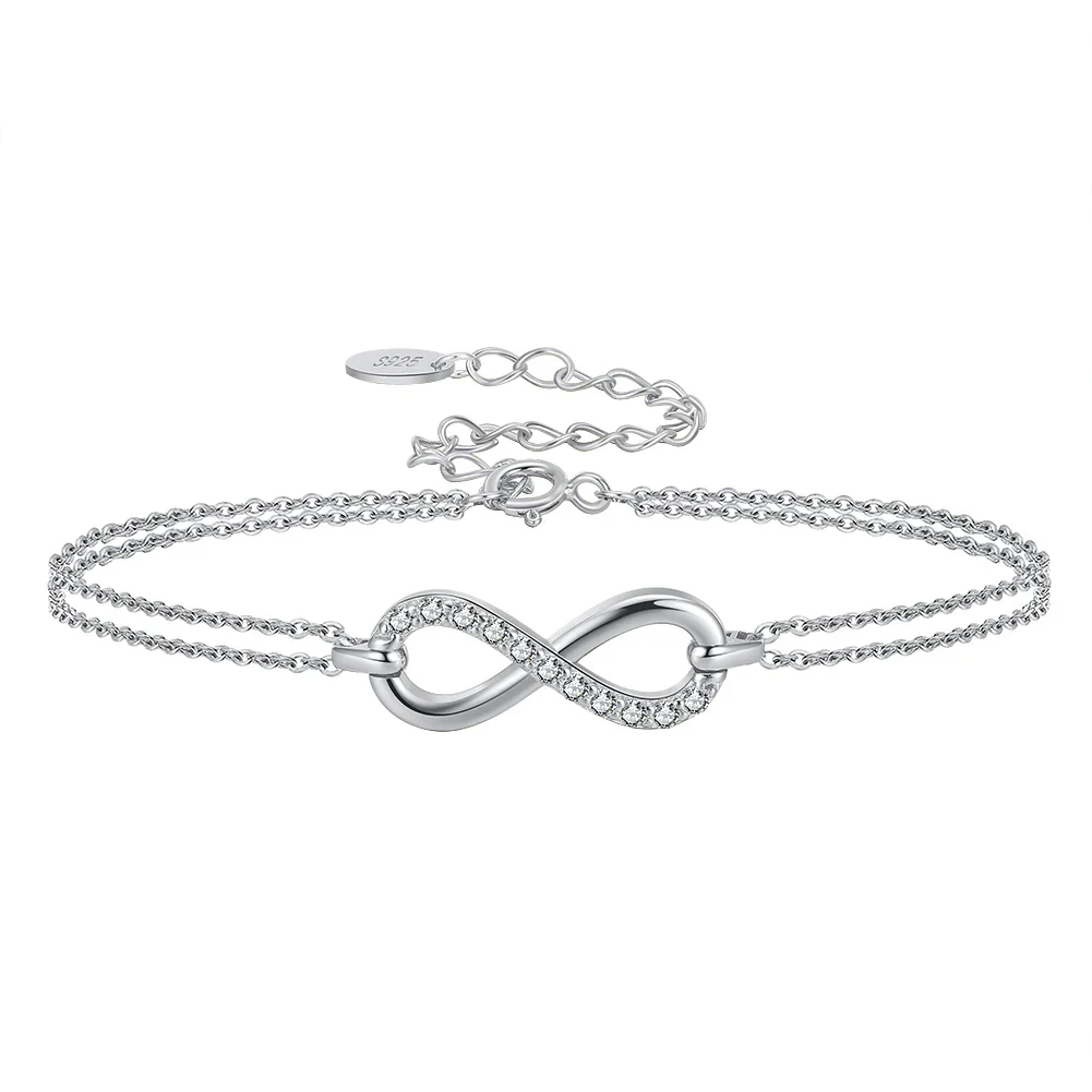 MOISSANITE INFINITY DAINTY BRACELET IN STERLING SILVER - Image 5