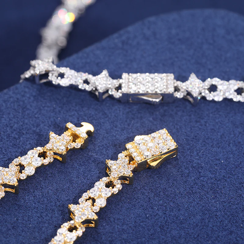 MOISSANITE INFINITY STAR CUBAN LINK CHAIN IN STERLING SILVER - Image 3