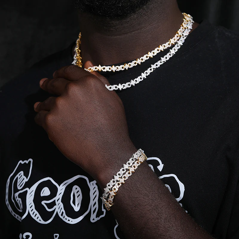 MOISSANITE INFINITY STAR CUBAN LINK CHAIN IN STERLING SILVER - Image 4