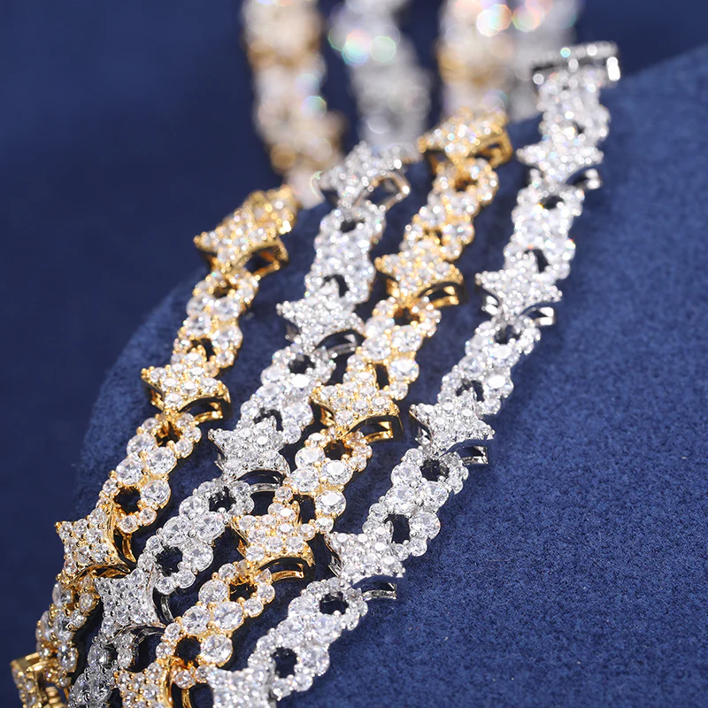 MOISSANITE INFINITY STAR CUBAN LINK CHAIN IN STERLING SILVER - Image 5