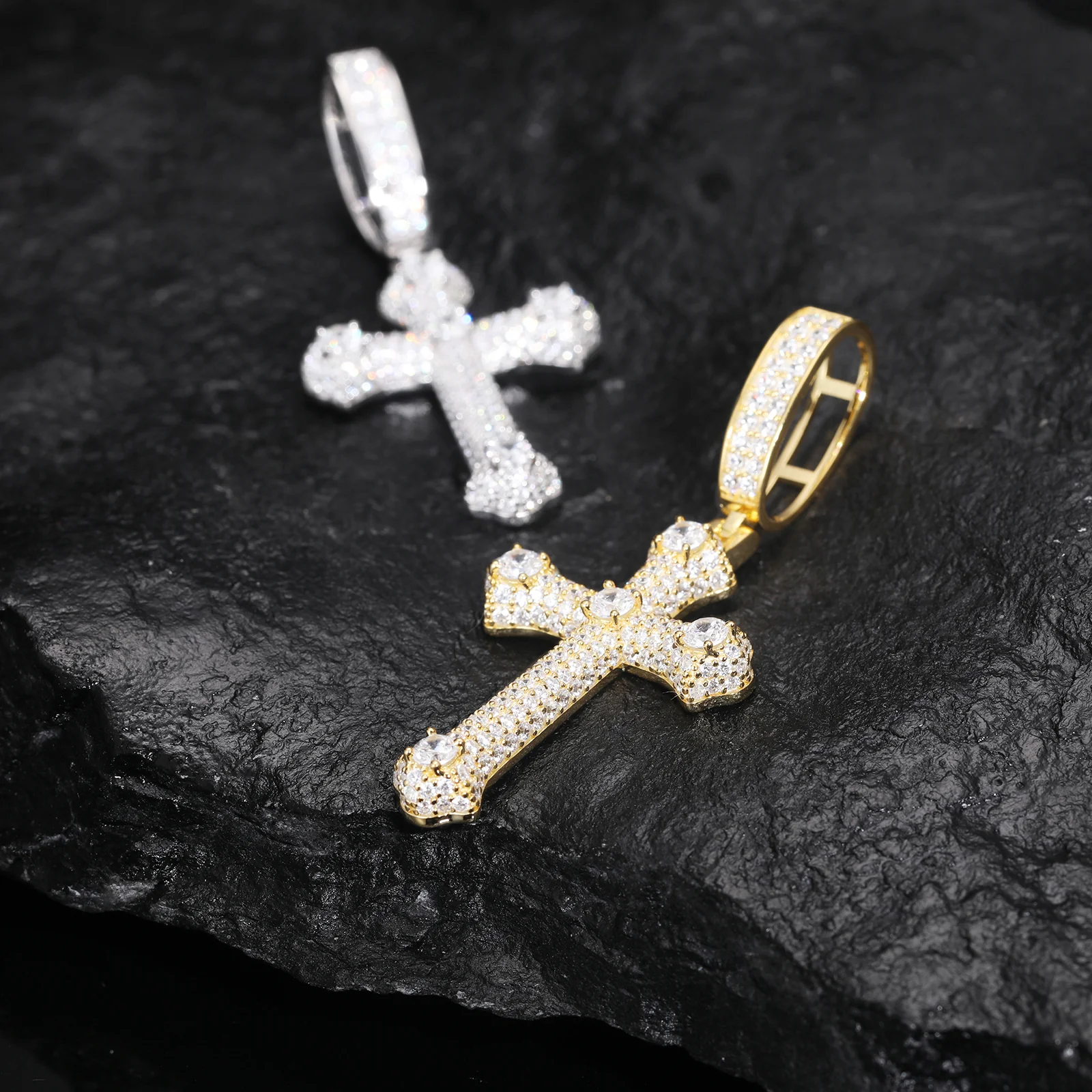 MOISSANITE IRIS CROSS PENDANT IN STERLING SILVER - Image 4