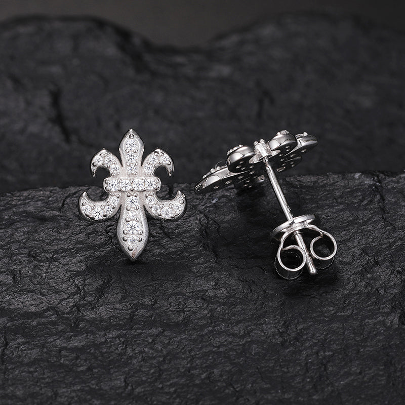 MOISSANITE IRIS STUD EARRINGS IN STERLING SILVER - Image 2