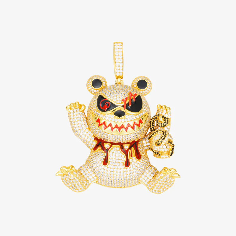 MOISSANITE KILLER BEAR PENDANT IN STERLING SILVER - Image 5