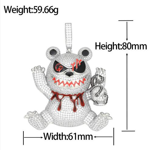 MOISSANITE KILLER BEAR PENDANT IN STERLING SILVER - Image 7