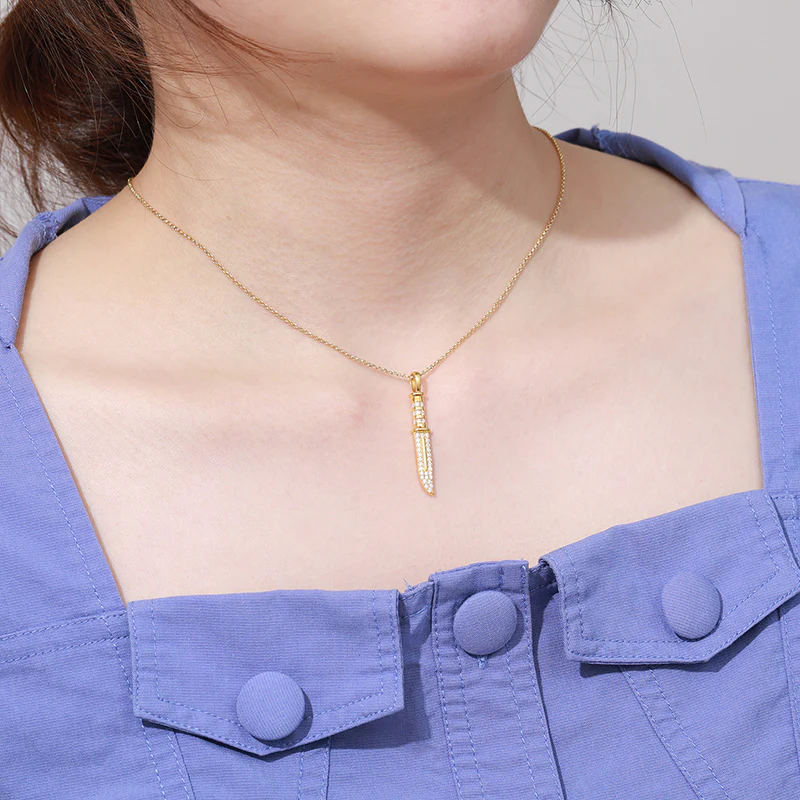 MOISSANITE KNIFE PENDANT IN STERLING SILVER - Image 2