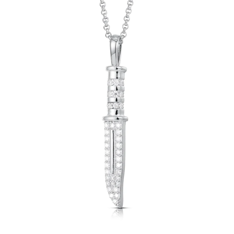 MOISSANITE KNIFE PENDANT IN STERLING SILVER - Image 3