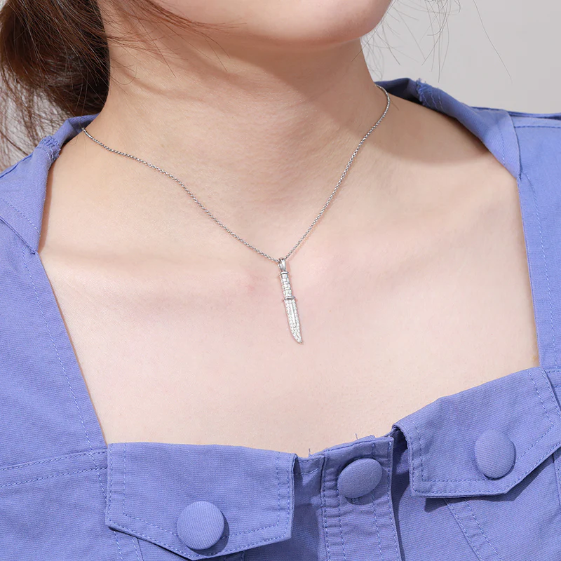 MOISSANITE KNIFE PENDANT IN STERLING SILVER - Image 4