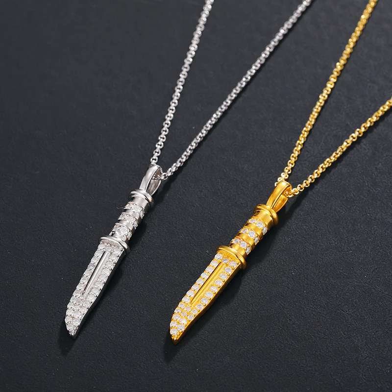 MOISSANITE KNIFE PENDANT IN STERLING SILVER - Image 7