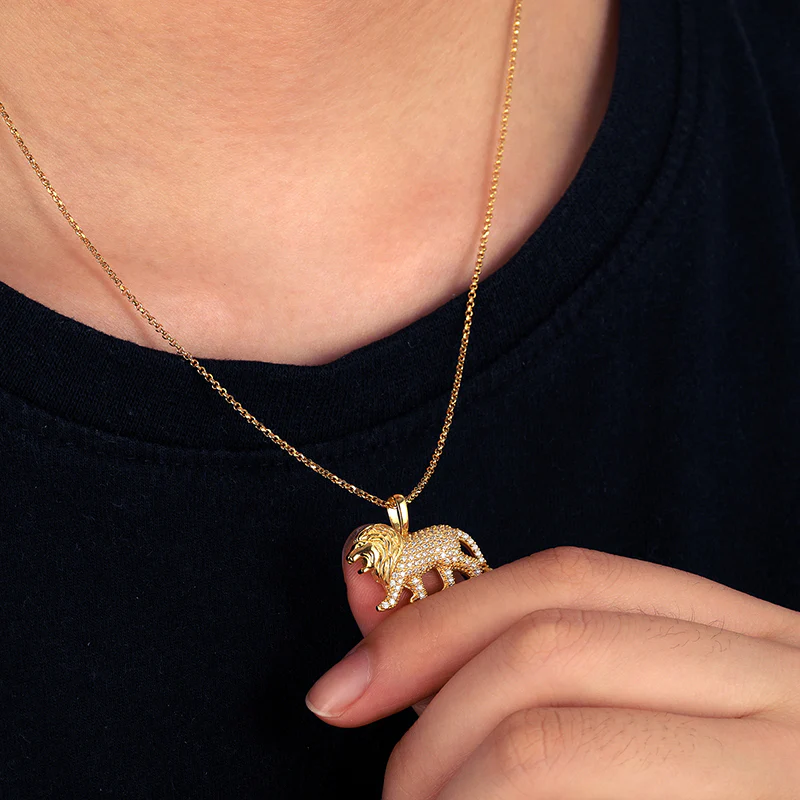 MOISSANITE LION PENDANT IN STERLING SILVER {STYLE 2} - Image 3