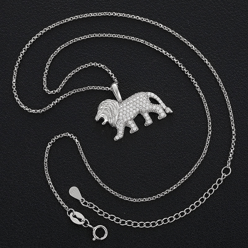 MOISSANITE LION PENDANT IN STERLING SILVER {STYLE 2} - Image 4