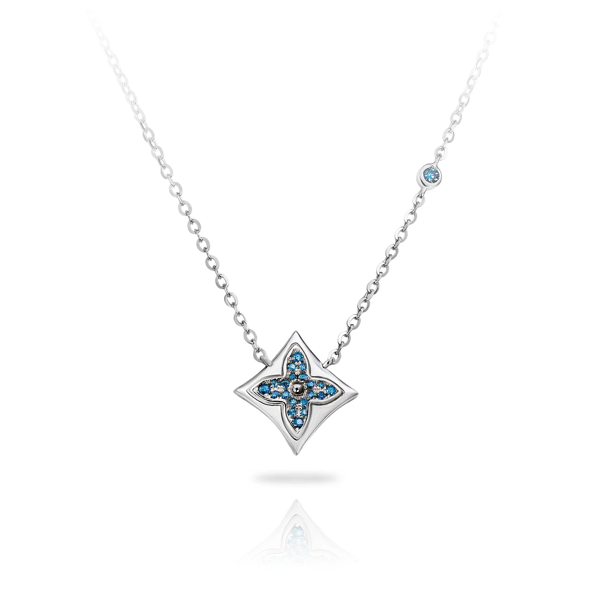MOISSANITE LUCKY FOUR LEAF CLOVER NECKLACE IN STERLING SILVER - Image 7